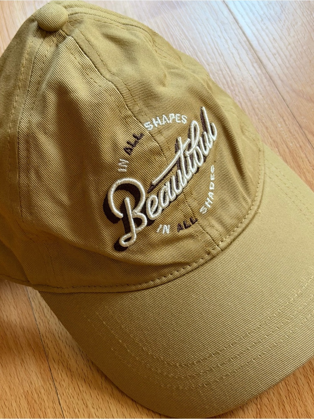 Adult Open Back Beautiful Script Embroidered Baseball Cap - Mustard